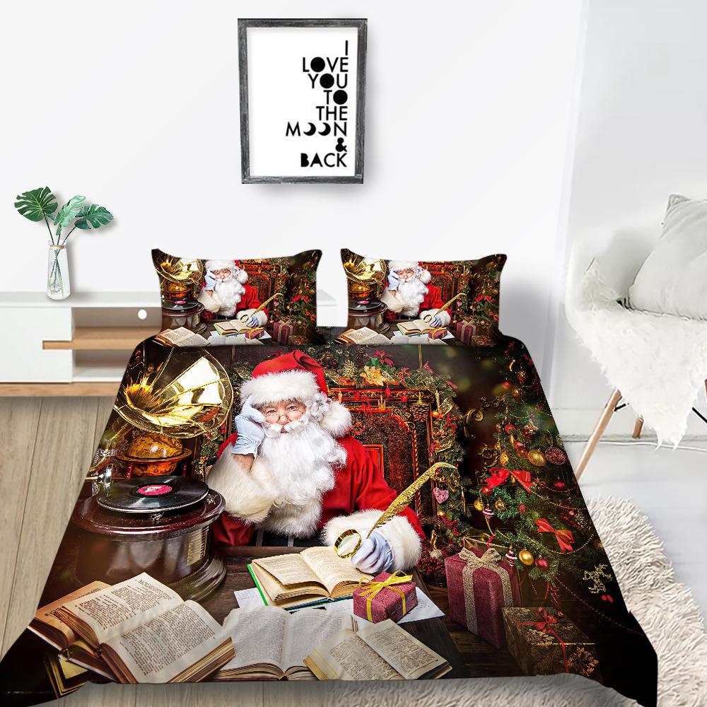 Quilt Cover Pillowcase Two Or Three-Piece Christmas Gift Series Polyester 3D Digital Printing