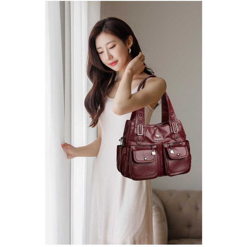 Trendy dámská taška přes rameno s více kapsami, všestranná crossbody kabelka pro každodenní a neformální použití