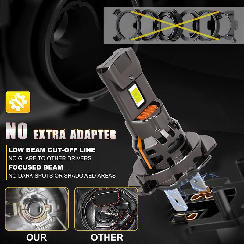 30000LM H7 LED Bulbs Headlight 3580 CSP Wireless Tube 300W CSP for Car Headlamp Auto Diode Lamps Canbus H7 Led Turbo 6000K 12V