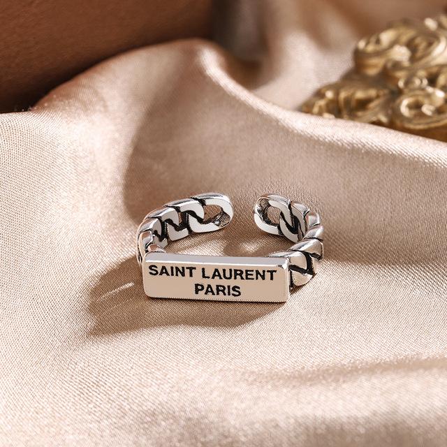 English Letter Ring Silver Color Metal Adjustable Opening Rings for Women Poker Alphabet Creative Finger Ring Men Trendy Jewelry