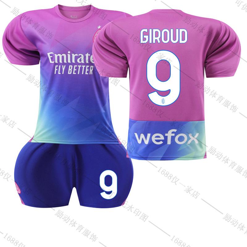 2324AC Milan 2 Away Blue Purple No. 10 Leo 9 Giroud 11 Pulisic 19 Special Olympics Football Clothes #16