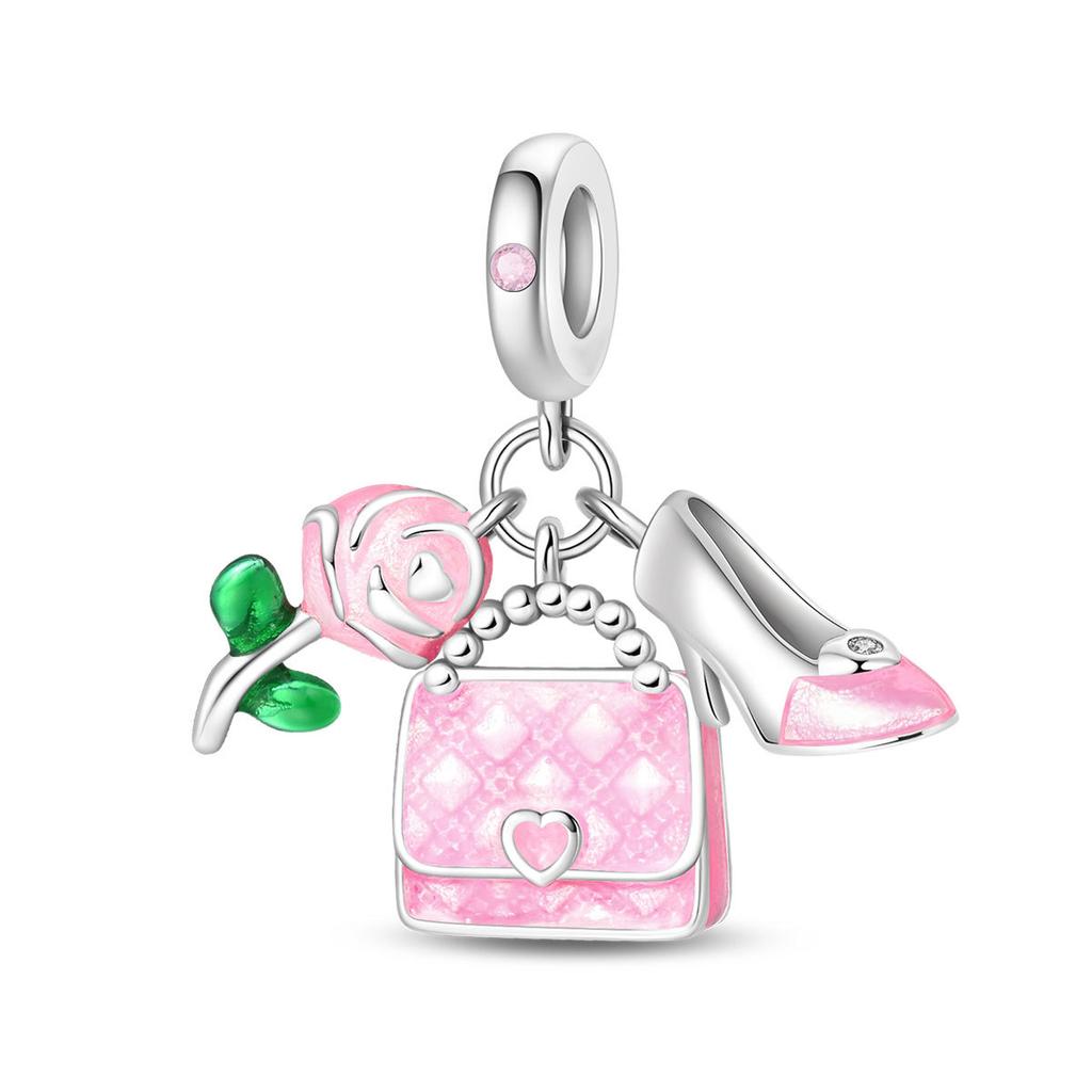 2026 Bolsa para Joias Batom Salto Alto Pingente DIY Acessórios Pulseira de Prata 925 2026