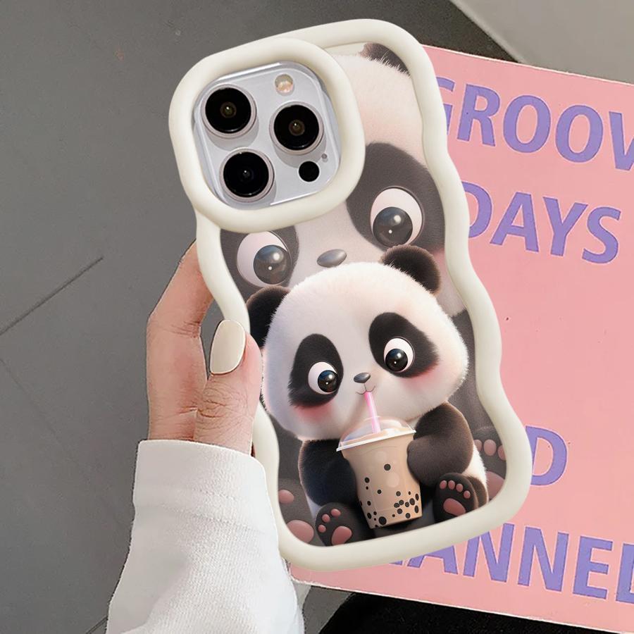 Case for iPhone 8 17 Air 13 14 11 XR 16 Pro Max 12 15 Plus Soft Phone Cover Cute Panda