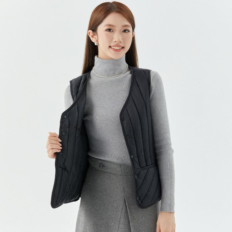 

Women s autumn and winter short liner vest casual warm light practical pocket comfortable women s vest double-sided S (80-45 kg)