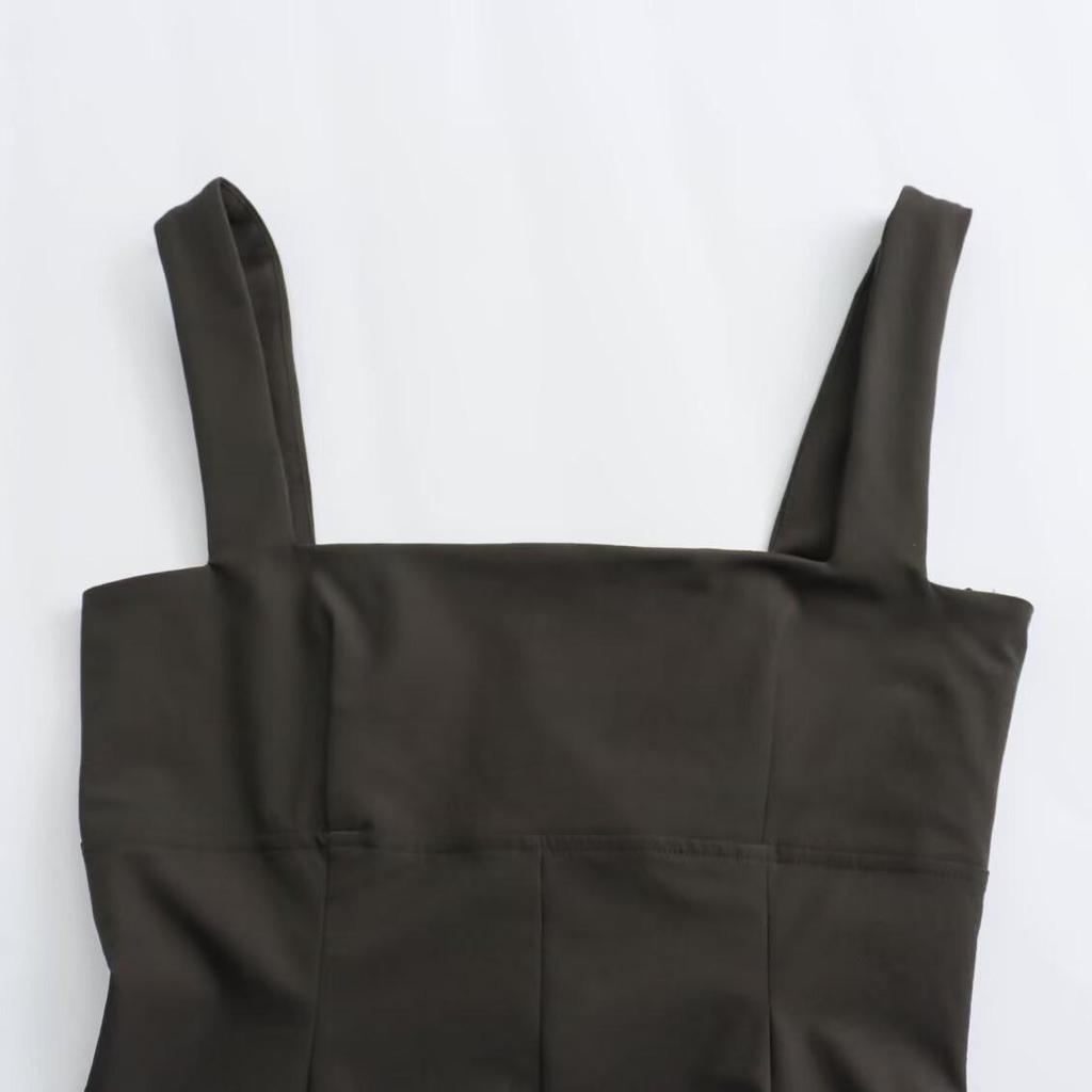 2025 Spring Women's Square Neck Wide Leg Jumpsuit