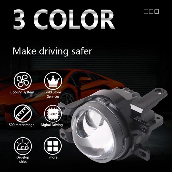 SANVI 3-inch LED Bi-Beam Car Headlights: White & Yellow DRL/Driving Light Dual Mode Upgrade