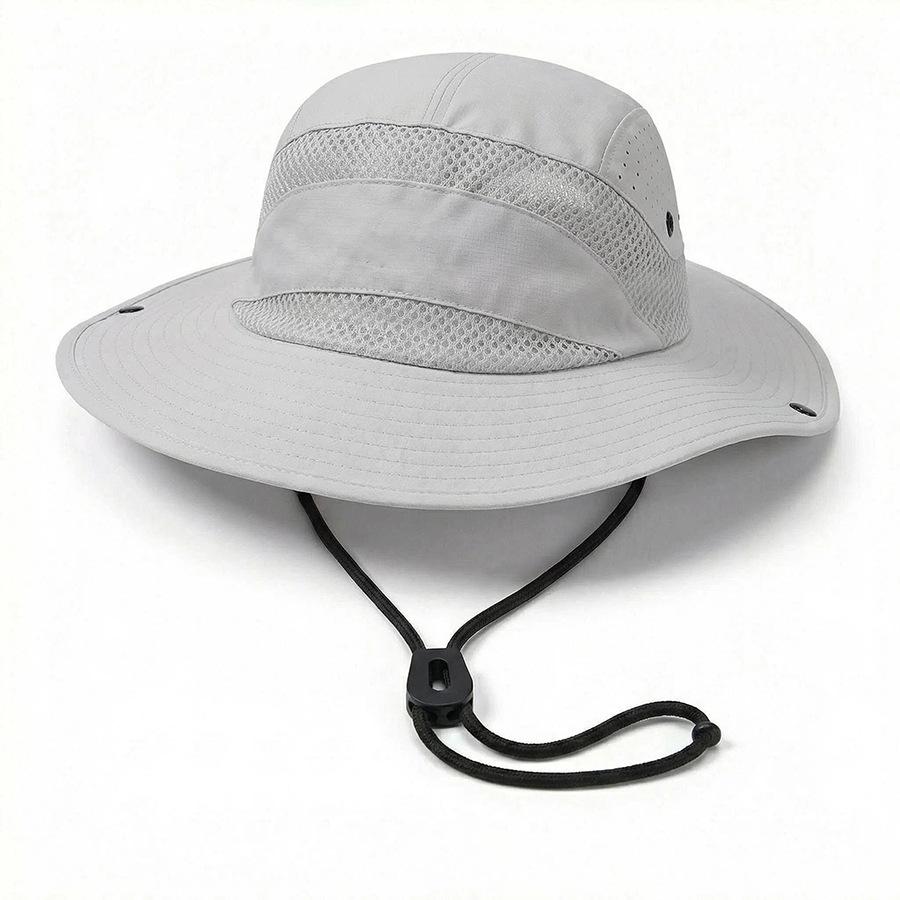 Foldable summer children's outdoor hiking, climbing, fishing sun hat with sun protection net eyelets and breathable fabric
