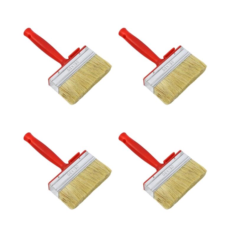 4 Pack Wall and Deck Stain Brushes with Ferrules Convenient Accessory for Solvent Base Paints Wood Finishes Use