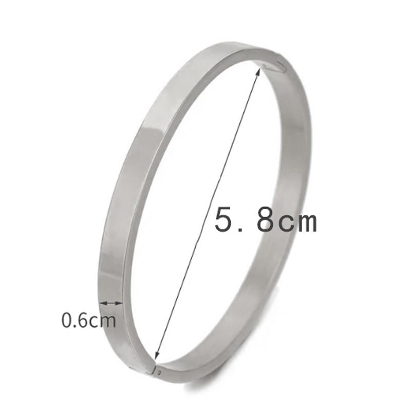 Fashion Stainless Steel Jewelry Oval Bangle for Woman Child Charm Bracelet Party Love Wedding Gift