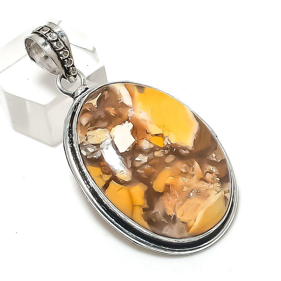 

Natural Brecciated Mookaite 925 Sterling Silver Jewelry Pendant 2.09 L3D94