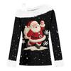 Women's Casual Fashion Sexy Off-Shoulder Collar Christmas Pattern Long Sleeve Crewneck T-Shirt Top