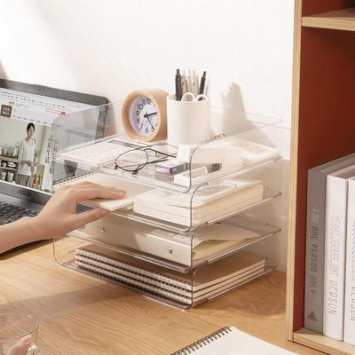 Stackable Japanese Desktop Storage Box for Cosmetics, Office, and Books