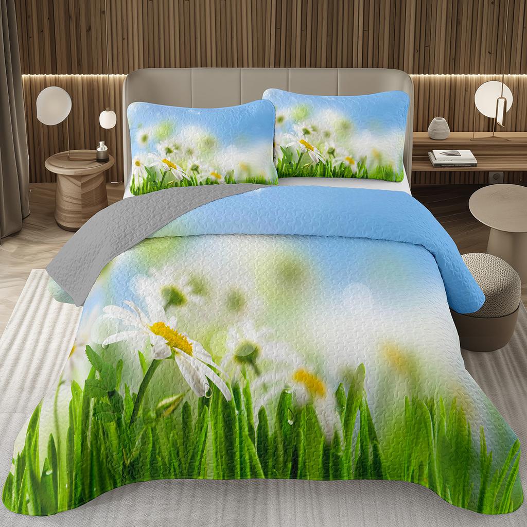 Purple Lavender Bedspread Set Botanical Floral Coverlet Twin Queen Garden Flower Quilted Bedding Set For Girls Women Bedroom