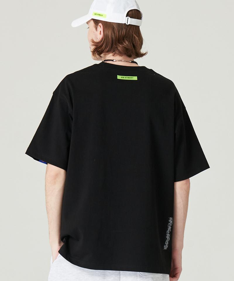 Ghost Street Semi-Oversized Plain Short Sleeve T-Shirt - Black L