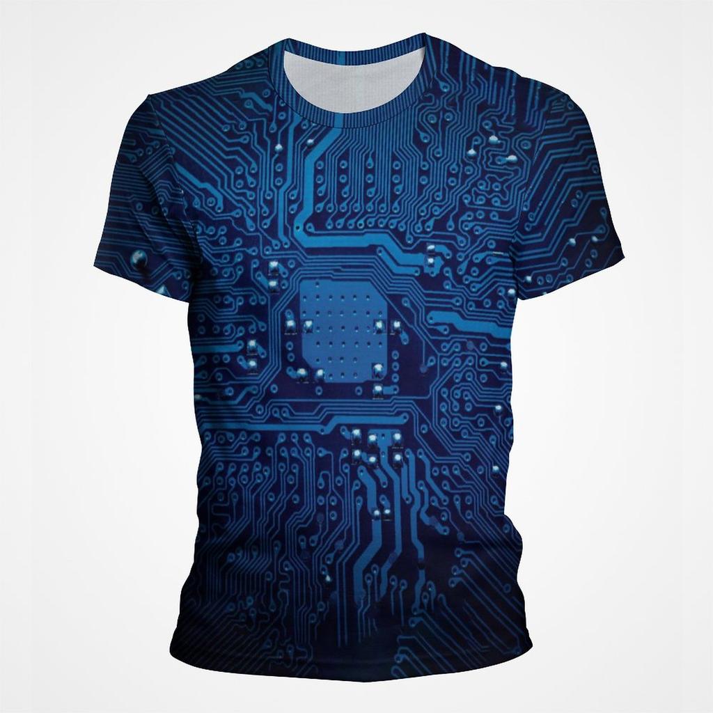 3D-Druck Motherboard CPU Prozessor Leiterplatte T-Shirt für Herren Vollprint Grafik Herren T-Shirts Hiphop Streetwear Tops