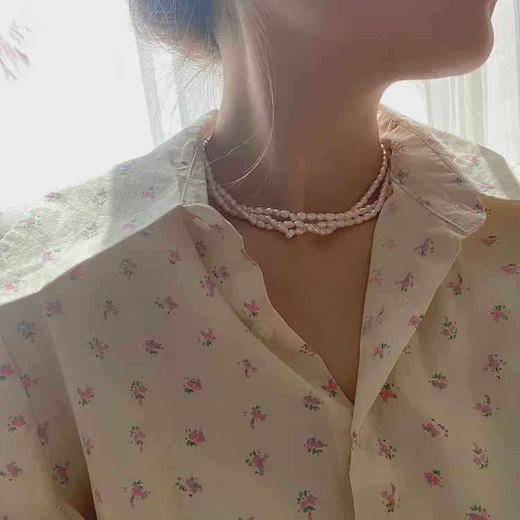 Collier Élégant de Perles d'Eau Douce Grain de Riz Français - Féminin, Tendance, Bijou de Clavicule Féérique pour Femmes