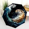 Ferocious Tiger  Pattern, Automatic Folding Umbrella, Portable and Foldable Design, 8 Ribs, a Christmas or Birthday Gift.
