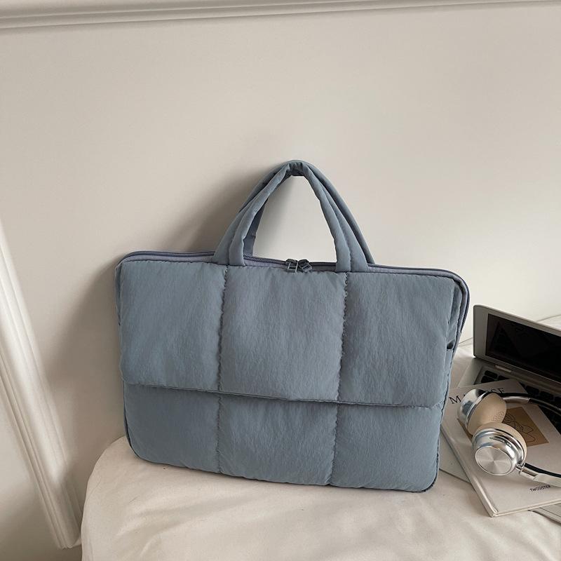 Korean version of large capacity cotton laptop bag simple casual padded clothing bag fashion trend work commuting tote bag