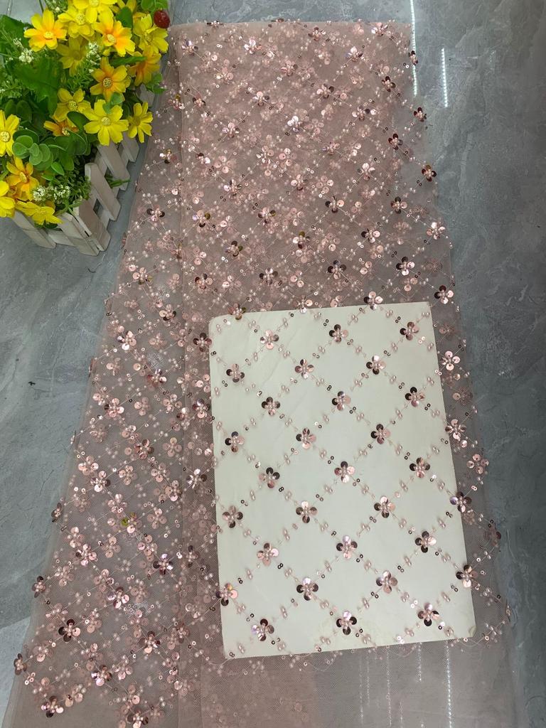 Square Sequins Organza Lace Fabric 1/3/5Yard French Luxury Beads Lace Nigerian Sequins Tulle Lace Fabric for Wedding Party Dress