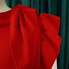 Large Size Women Summer Fashion Solid Ruffled Dress Ladies Elegant One Piece Slit Dress