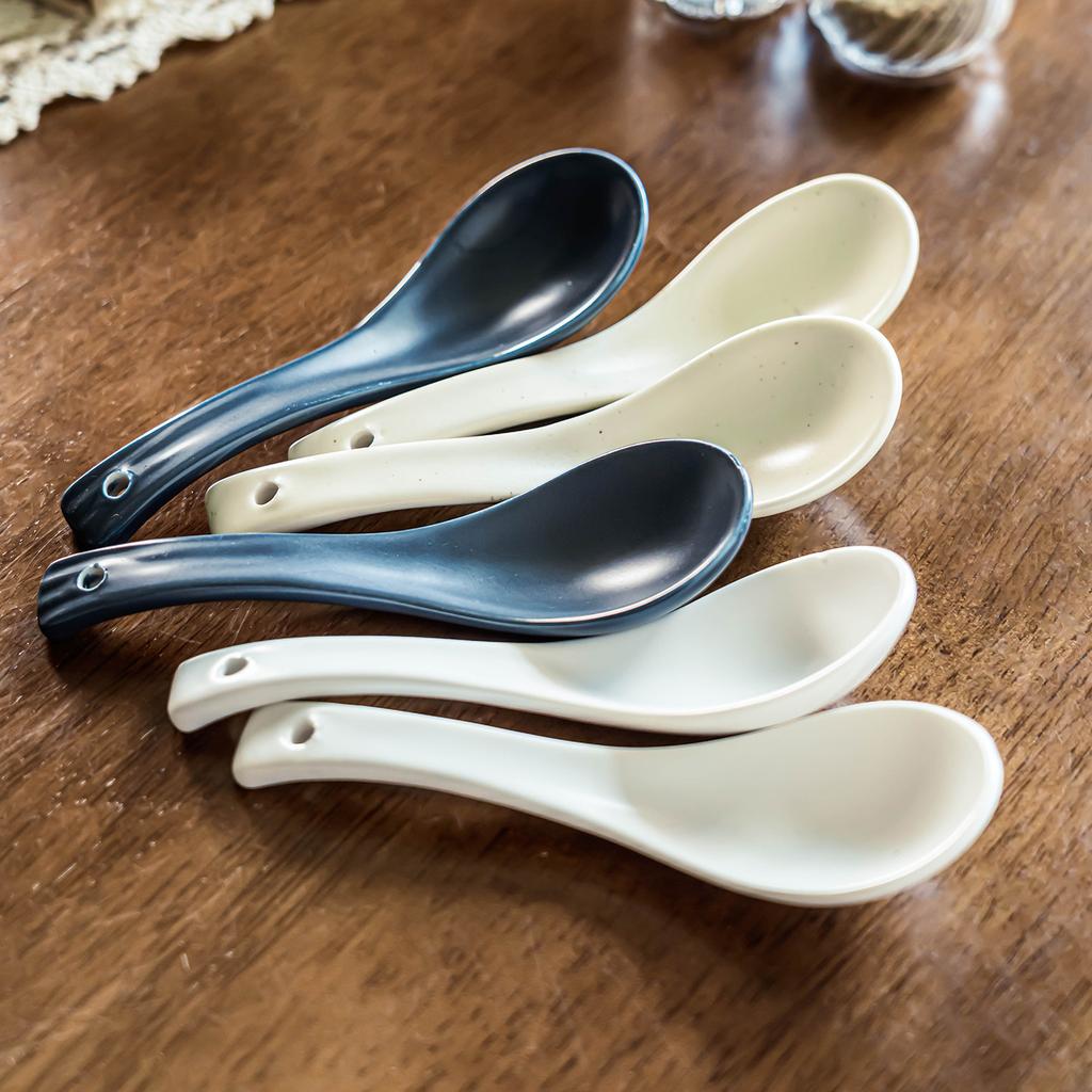 Household Solid Color Ceramic Spoon Spoon Practical Tableware Spoon Eating Spoon Drinking Spoon Restaurant Spoon Small Spoon