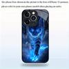 Blue Light Cat Tempered Glass Phone Case Suitable for iPhone17 16 15 14 13 12 11Pro Max Plus Anti Drop and Shockproof Back Cover