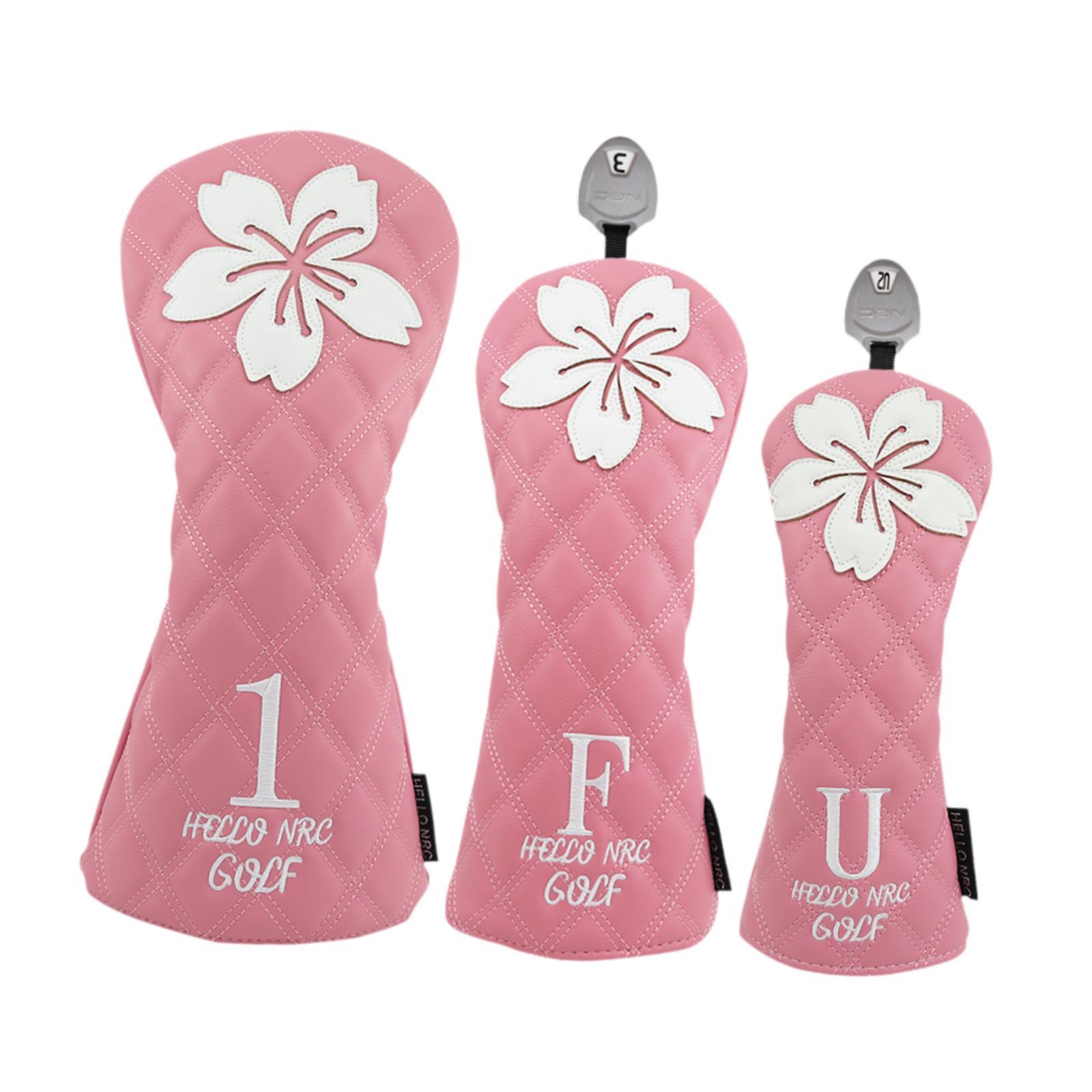 

3Pcs Golf Wood Head Cover Protective Sleeve Portable Creative Golf Wood Headcover Golf Club Protect for Adults Sports Outdoor розовый
