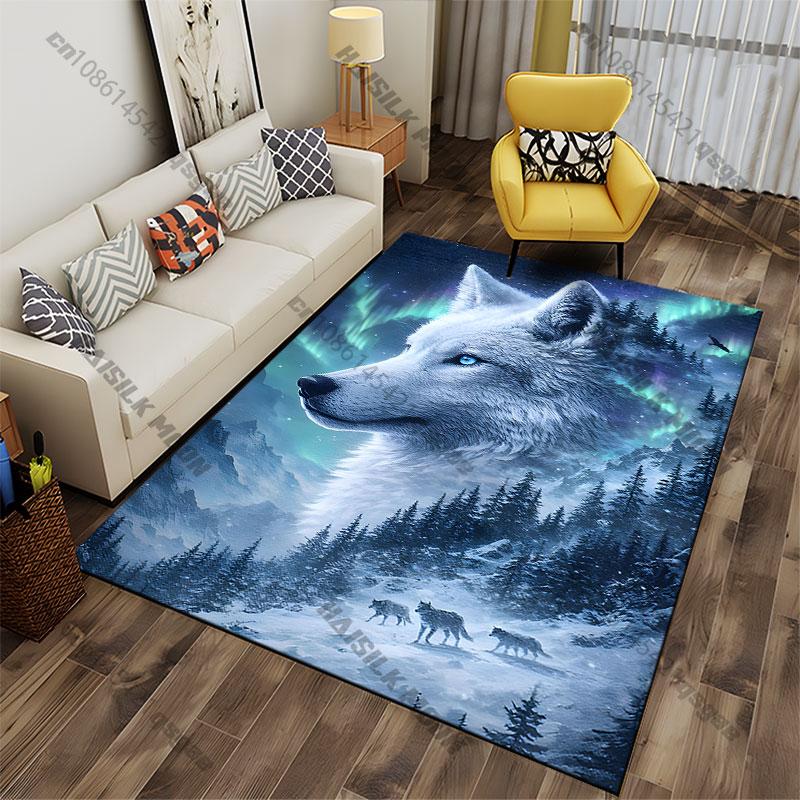 Nature wolf spirit winter harmony carpet Yoga living room room decor children's crawling mat doormat area rug games mat