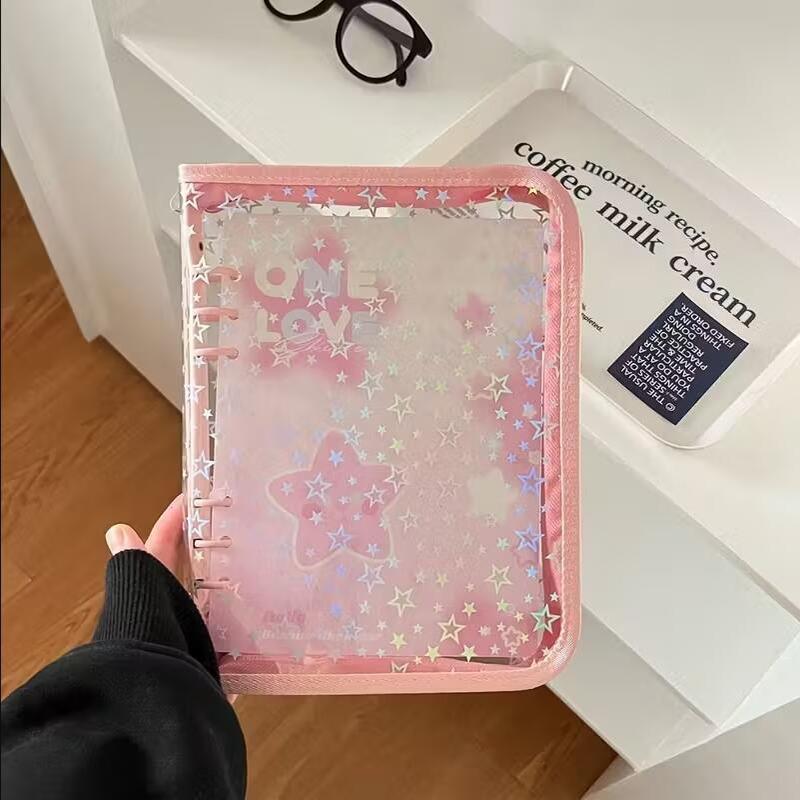 Zipper Edging Album Binder Collect Book Refill Organizer DIY Journal Dairy Transparent Kpop Idol Photo Album Kawaii Stationery