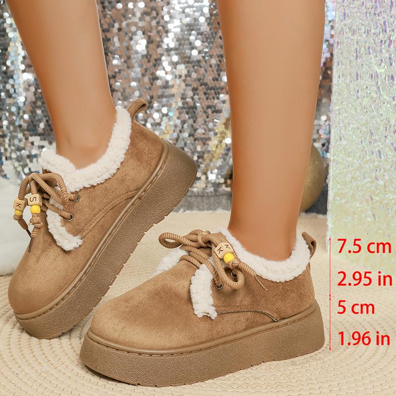 Fashion New Thick Sole Lace Up Snow Boots Women Winter Warm Thicken Plush Ankle Boots Woman Plus Size 35-42 Non Slip Casual Cotton Shoes