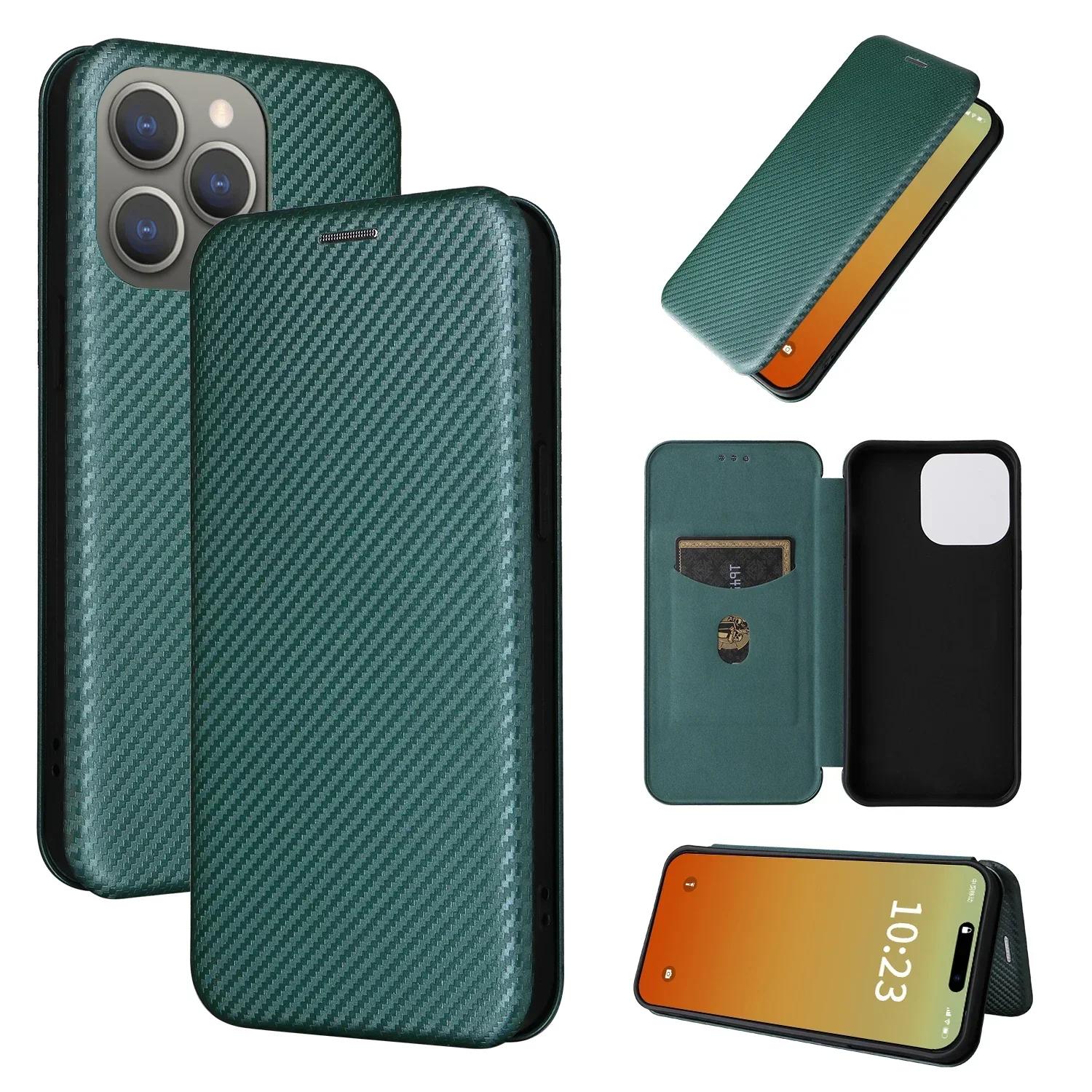 

Magnetic Cards Solt Wallet Leather Case for Iphone 15 16 Pro Max 14 Plus 13 12 Mini 11 XS XR X 7 8 SE2024 Carbon Fibre Bag Cover For iphone 15 зелёный