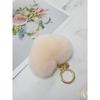 MAIA Rabbit Fur Heart Keychain & Charm - Cream