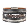 Bohemian Retro Multilayer Women Glass Drill Leather Magnetic Buckle Bracelet