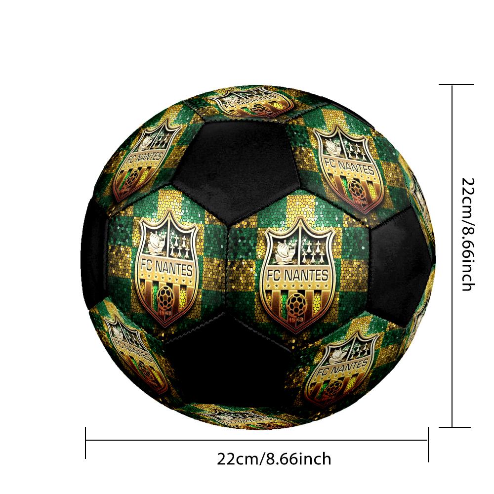 FC Nantes Indoor Soccer Ball Colorful Machine Stitched PVC Size 5 Team Training Competition Ready Durable High-Bounce Cool Sports Gift