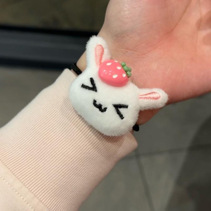 Adorable Strawberry Rabbit Lolita Plush Hair Tie – Sweet Accessory for Girls and Students