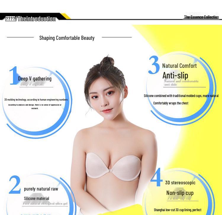 Korean Style Strapless Bra: Invisible, Non-Slip, Sexy Gathering Solid Color for Women