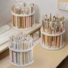 360° Rotating Brush Holder - Sleek White Plastic Organizer Large Capacity Makeup Brush Storage Bucket, Multi-Functional Rack