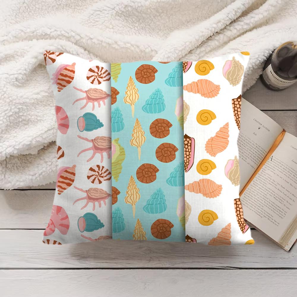 Seashell pattern Cushion Cover Soft Short Plush Pillow Cover Smooth Cozy Texture Aesthetic Cushion Case Home Decor