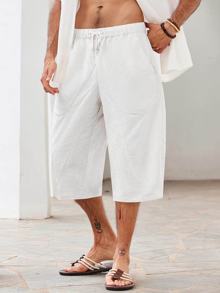European and American Men's Cotton-Linen Multi-Pocket Beach Shorts (2024 Edition)