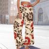 Women's Printed Wide Leg Pants With Pockets High Waist Drawstring Loose Casual Pants