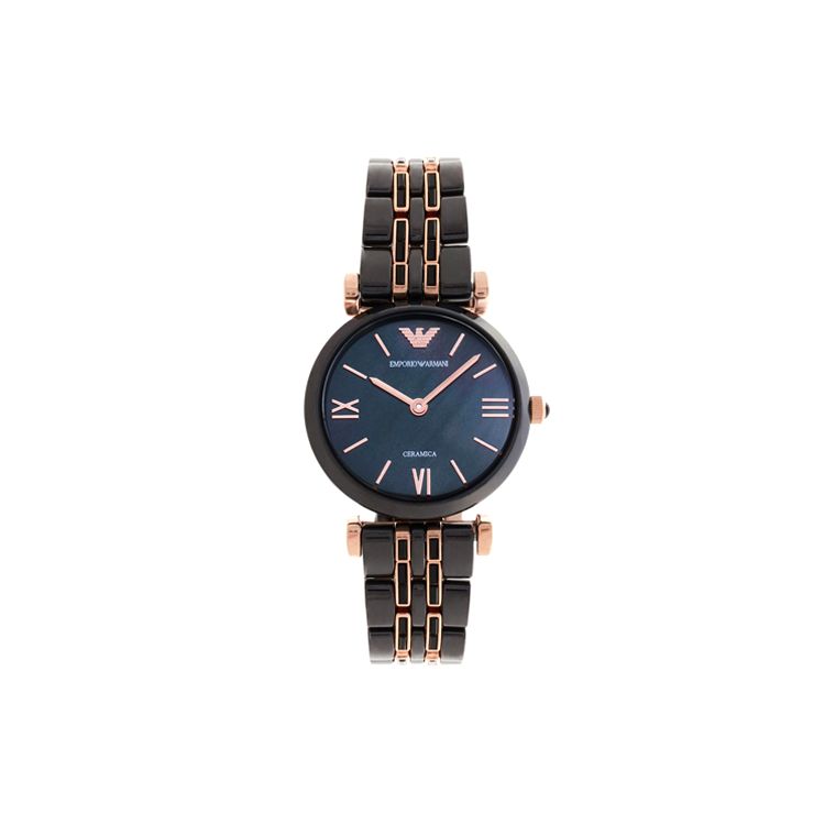 Emporio Armani Watch Quartz Movement Ceramic Stainless Steel Strap Black Dial Simple Elegant Light Luxury Women watches AR70005 Black Strap