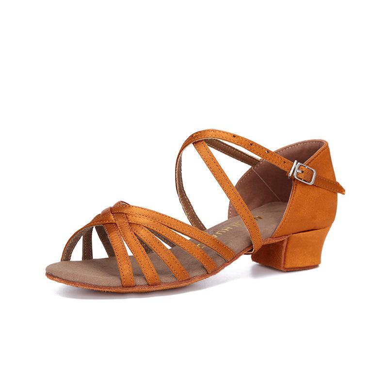 Kinder Latein Tanzschuhe Mädchen Kinder Professionelle Tanzschuhe Mittelhoch Absatz Weiche Sohle Üben Anfänger Hautton