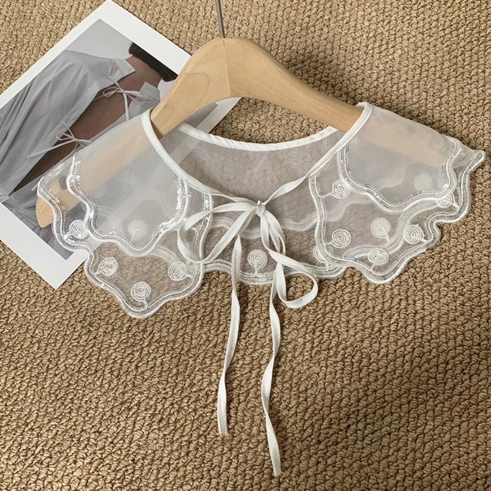 Mesh Crochet Shawl Detachable Collar Sweet Blouse Shoulders Fake Collar  Spring