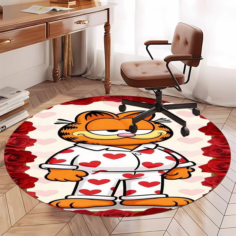 Garfield Printed Round Rug Carpet Chair Rug Area Rug Entryway Doormats,for Office Chair Living Room Bedroom Kitchen Room.