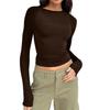 Spring & Fall New Arrival Cross-Border Fashion Round Neck Tight Casual and Comfortable Raglan Long Sleeves T-shirt Pure Color Silm Pullover Base
