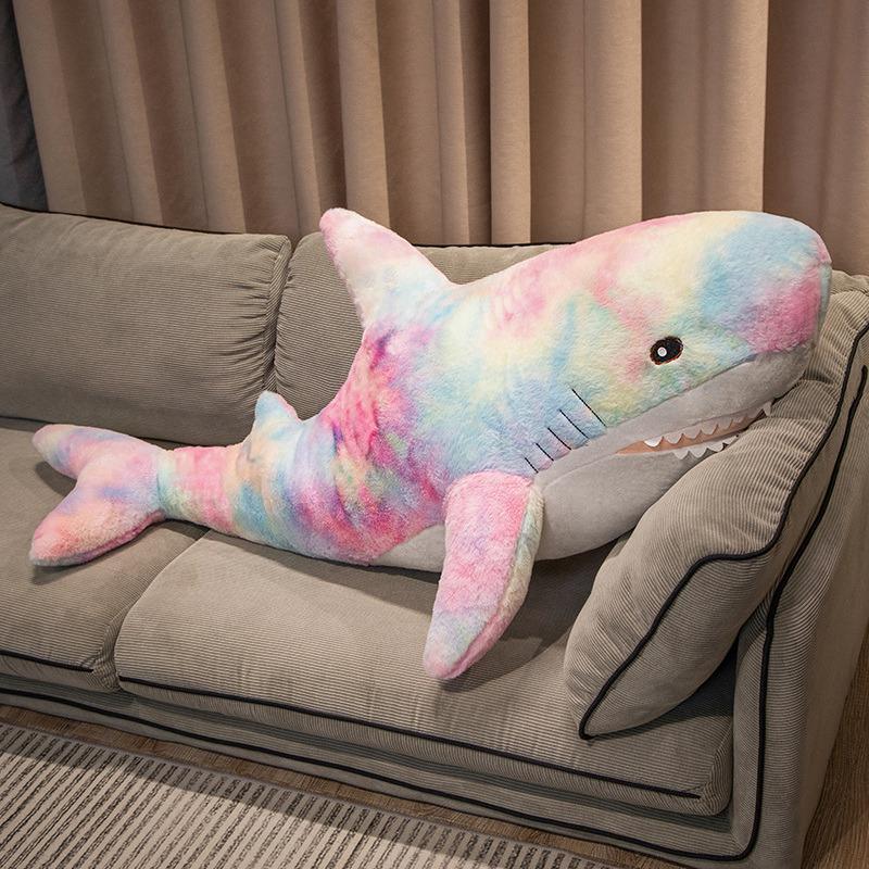 Simulated Shark Marine Organism  Blue Pink Grey Fish Toy Soft Dolls Cartoon Pillow Bed Decor Birthday Gift for Girls Boys