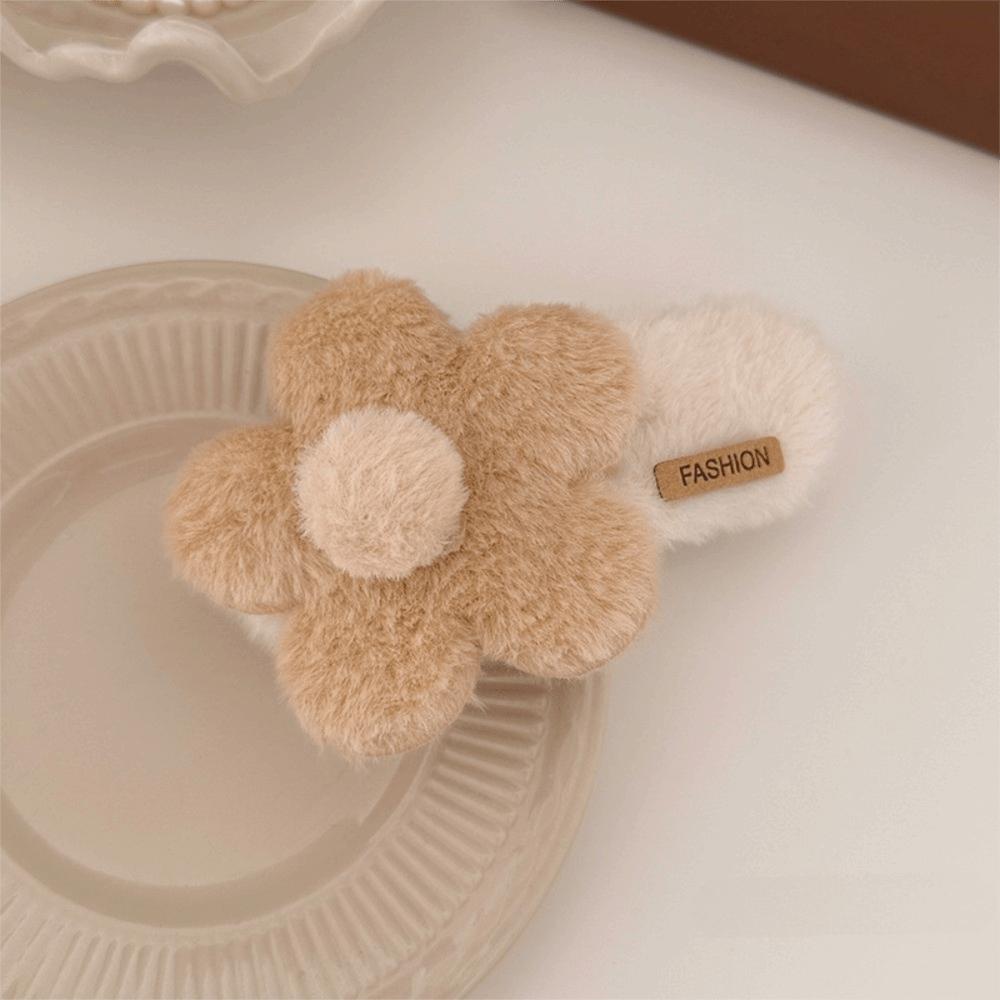 Fashion Plush Flower Hair Clip Sweet Duckbill Clip Headwear Accessories  Back Head