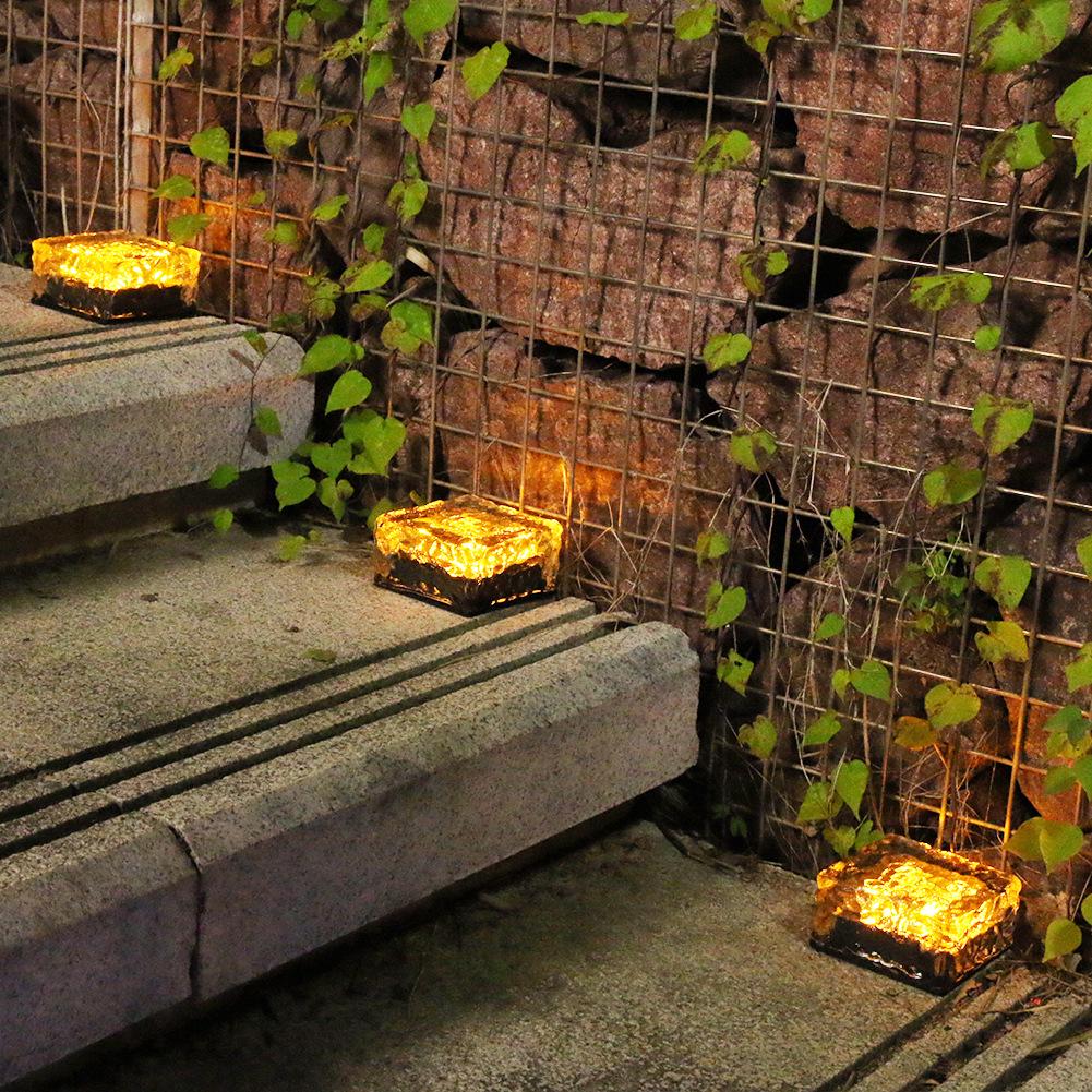 Outdoor Solar Ice Brick 4-LED Lamp for Courtyard and Landscape Pathways