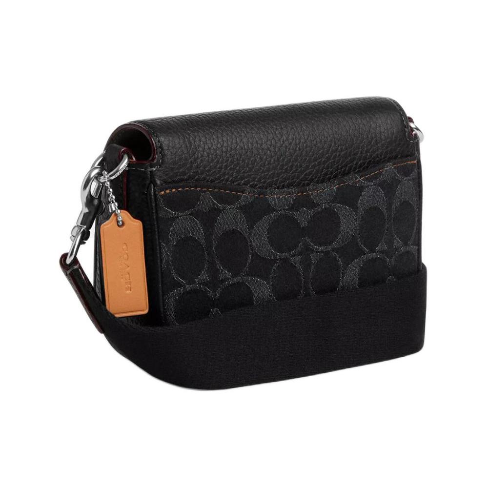 Coach Amelia Denim s měkkou texturou kůže Crossbody tašky Malé Dámské Černá & Stříbrná CQ187-SVBK