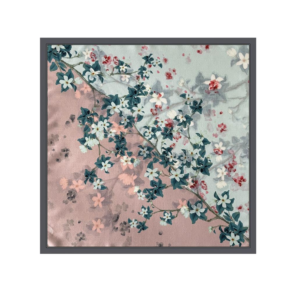 Summer ethnic style flower silk scarf women's neck small square scarf 61cm herringbone soft small scarf neck protection scarf